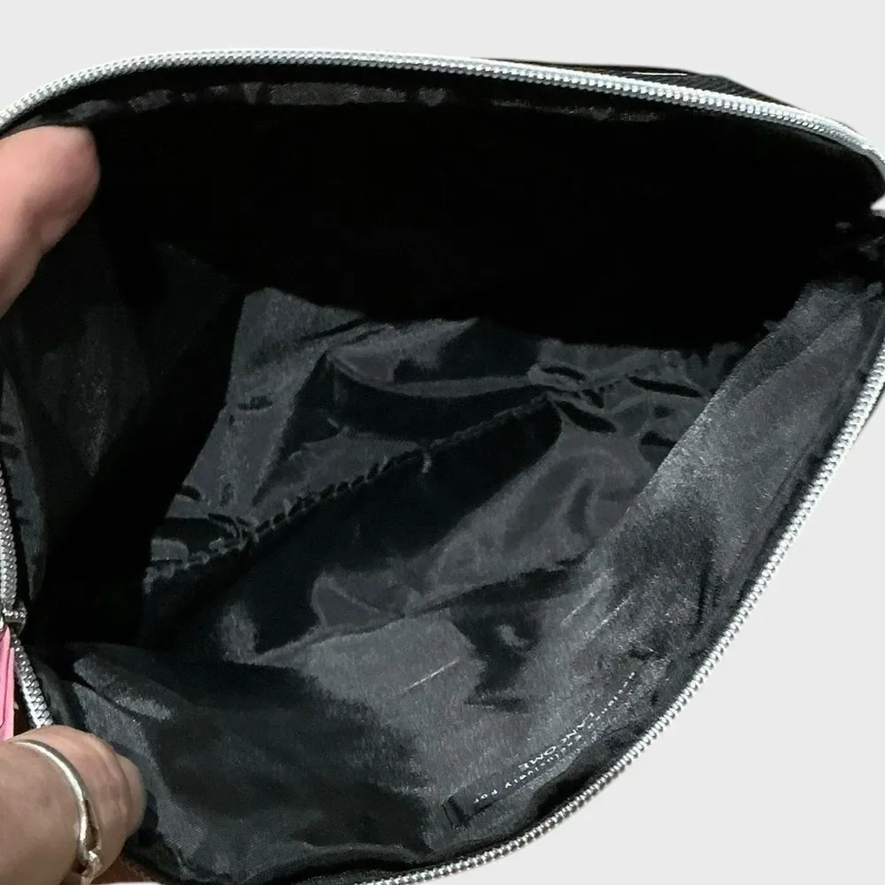 Lancôme Patent Floral Makeup Bag Cosmetic Pouch Travel Case Black Pink